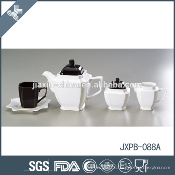 Customized black and white elegant ceramic tea pot set arabic style